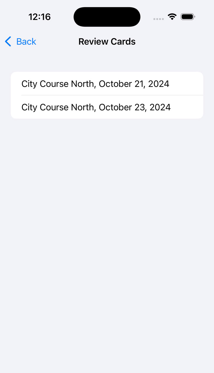 Review saved scorecards